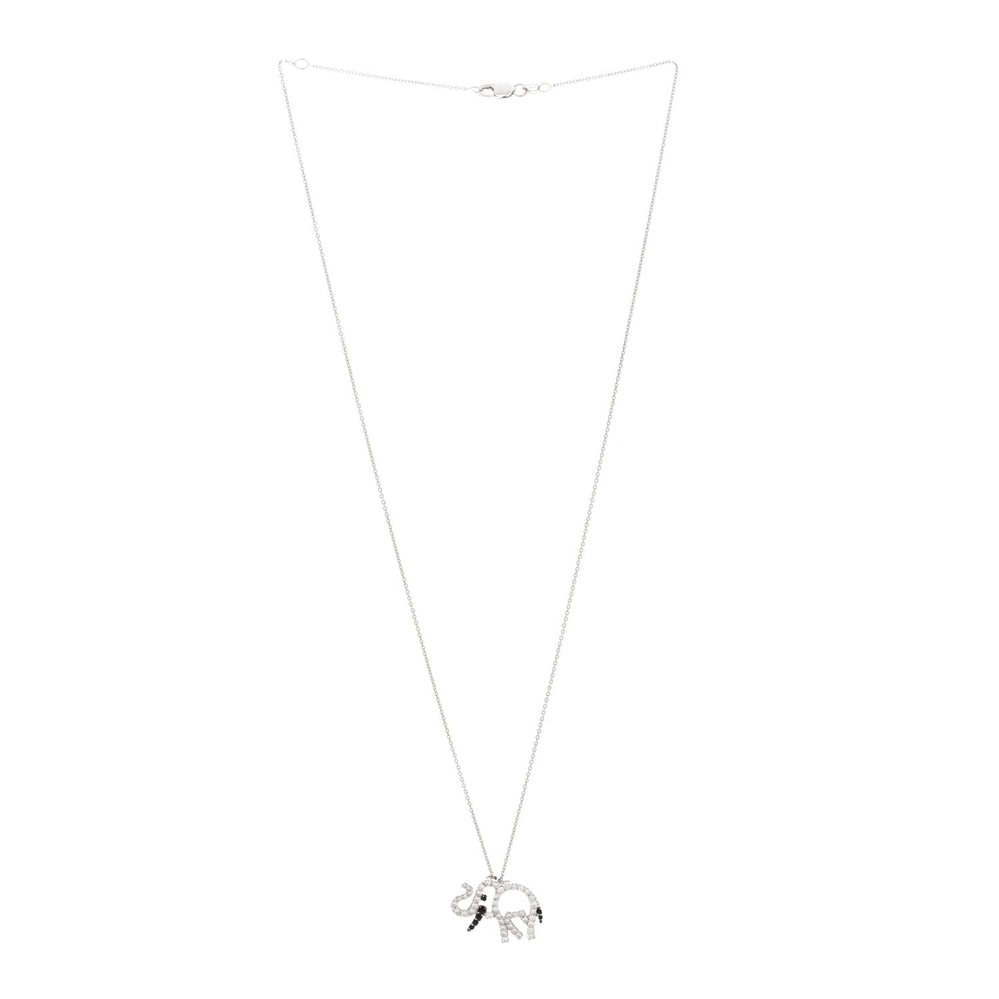 18K White Gold Diamond Elephant Pendant Necklace