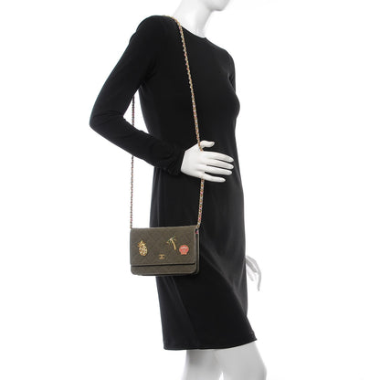 Chanel Canvas Quilted Coco Cuba Charms Wallet On Chain WOC Khaki 2 of 7