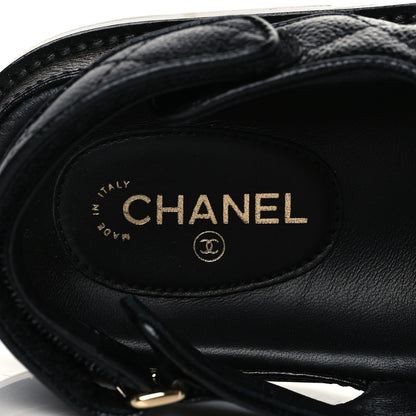 Chanel Grained Calfskin Velcro Dad Sandals 38.5 Black 7 of 9