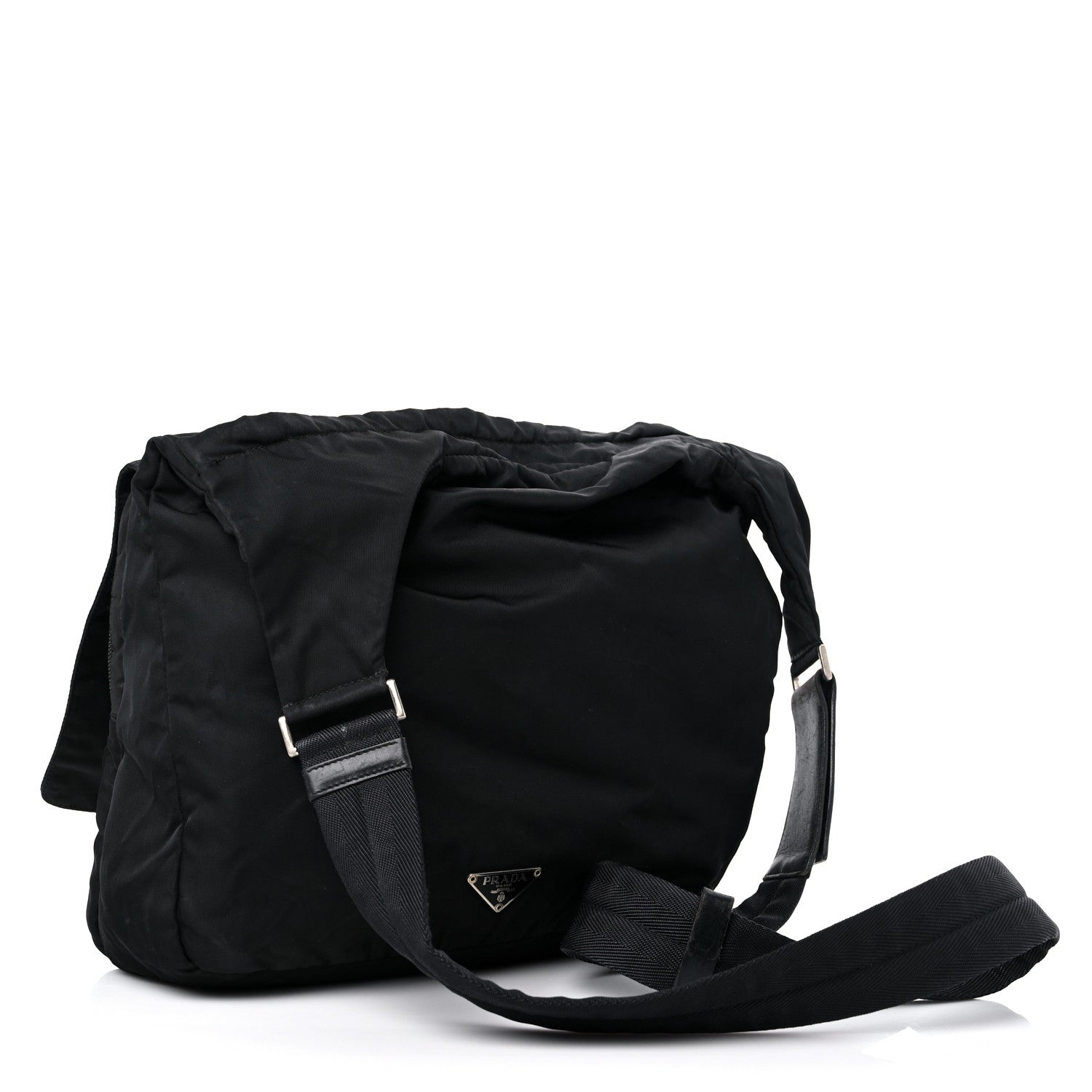 Prada Tessuto Nylon Saffiano Messenger Satchel Black 3 of 18