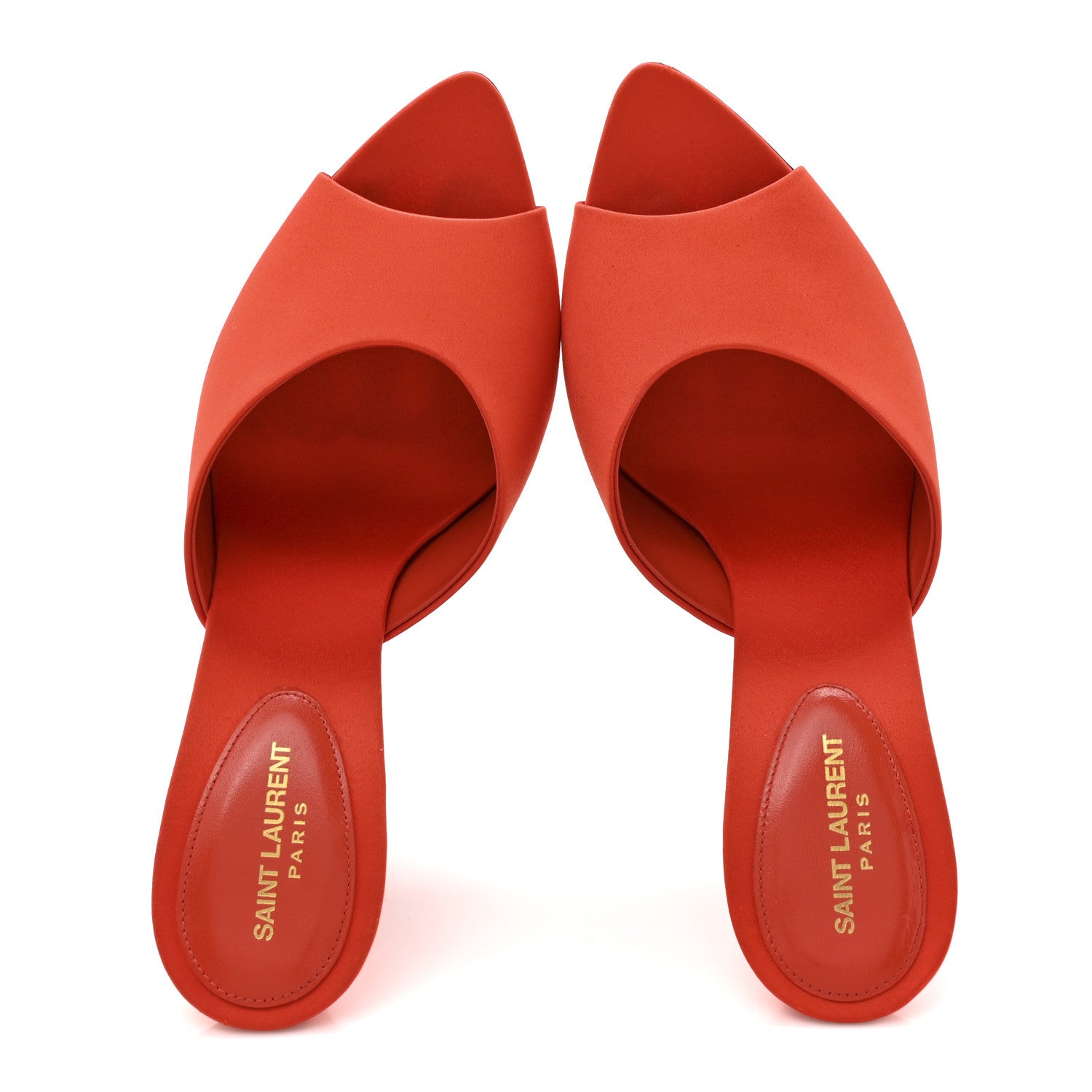 Saint Laurent Crepe De Chine Suite Mule Sandals 38 Arancio 2 of 9