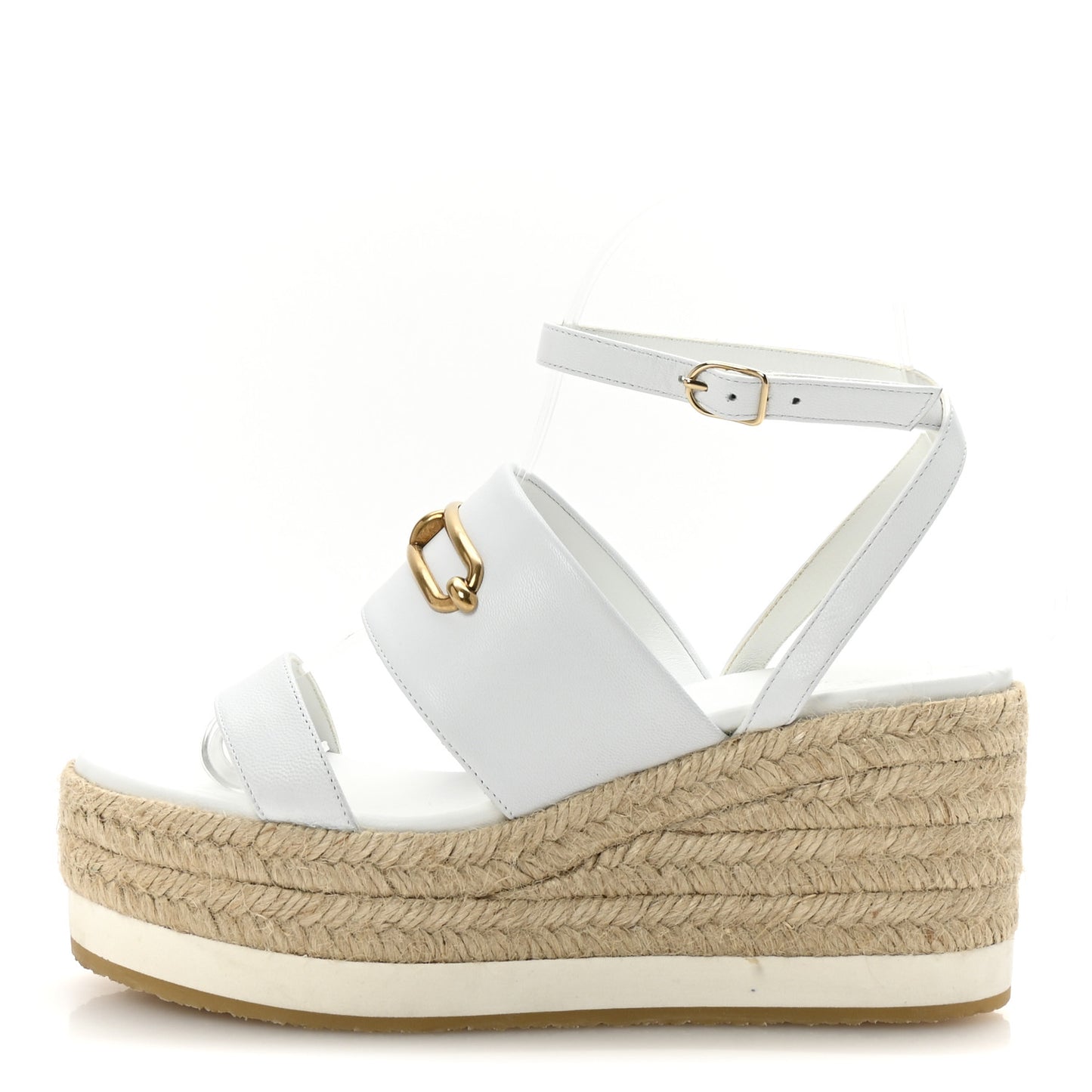 Goatskin Elise Espadrille Wedge Sandals 36 White