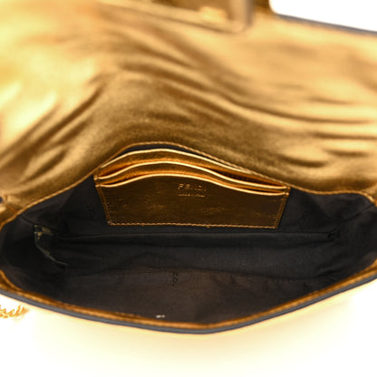 Fendi Vitello Catalan Mirror FF 1974 Embossed Mini Baguette Gold 5 of 10