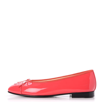 Chanel Patent Calfskin CC Cap Toe Ballerina Flats 39 Coral 1 of 9