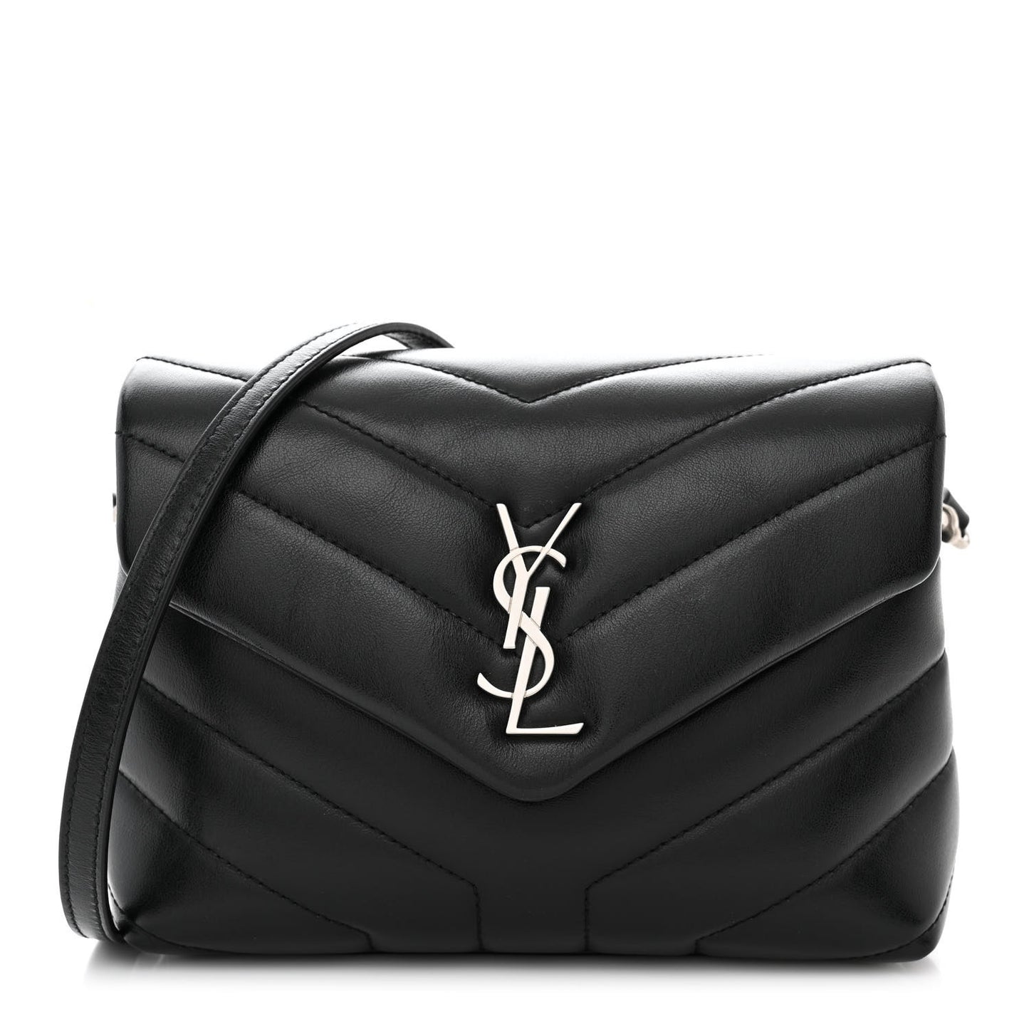 Calfskin Y Quilted Monogram Toy Loulou Crossbody Bag Black