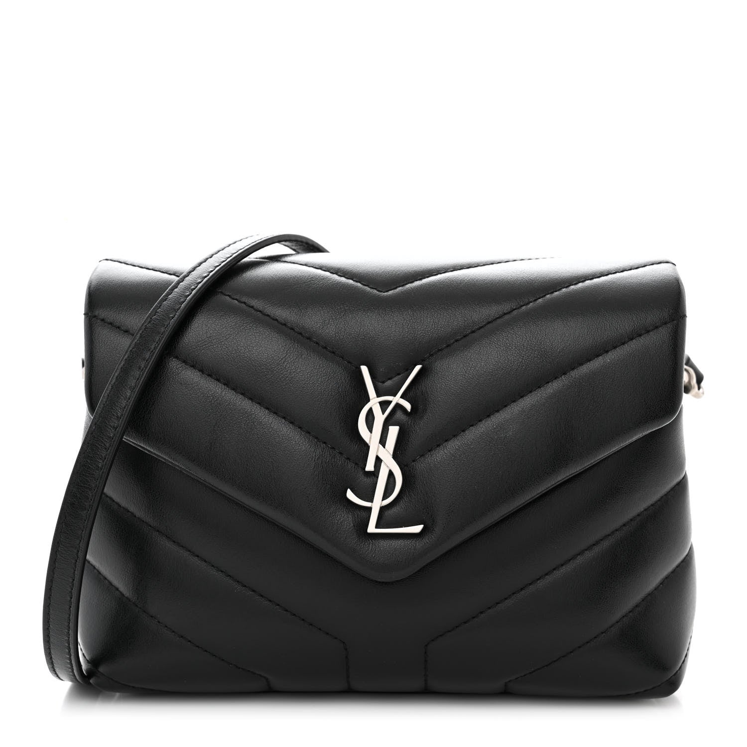 Saint Laurent Calfskin Y Quilted Monogram Toy Loulou Crossbody Bag Black 1 of 10