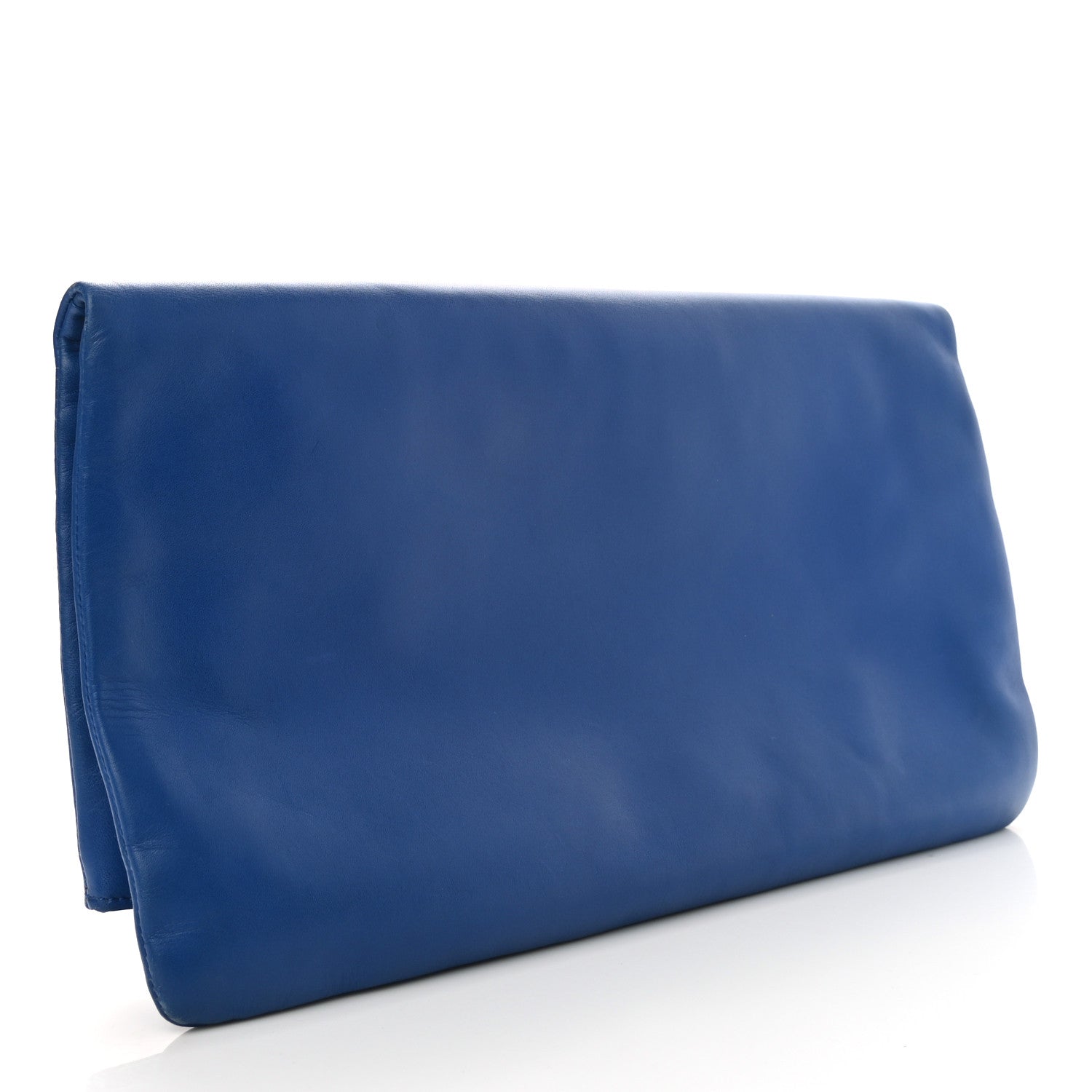 Saint Laurent Smooth Calfskin Letters Fold-Over Clutch Blue 3 of 8