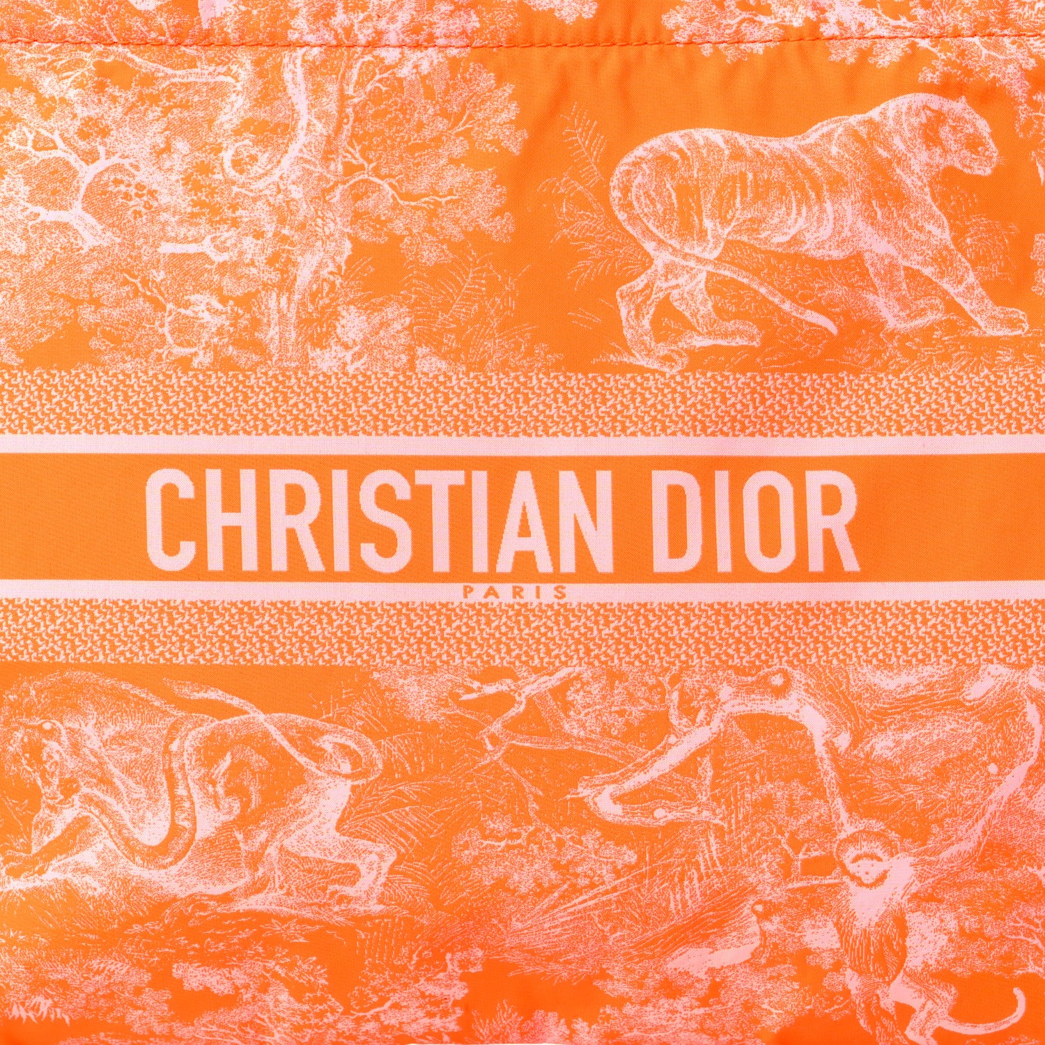 Christian Dior Embroidered Toile De Jouy Diortravel Zipped Pouch Orange 8 of 11