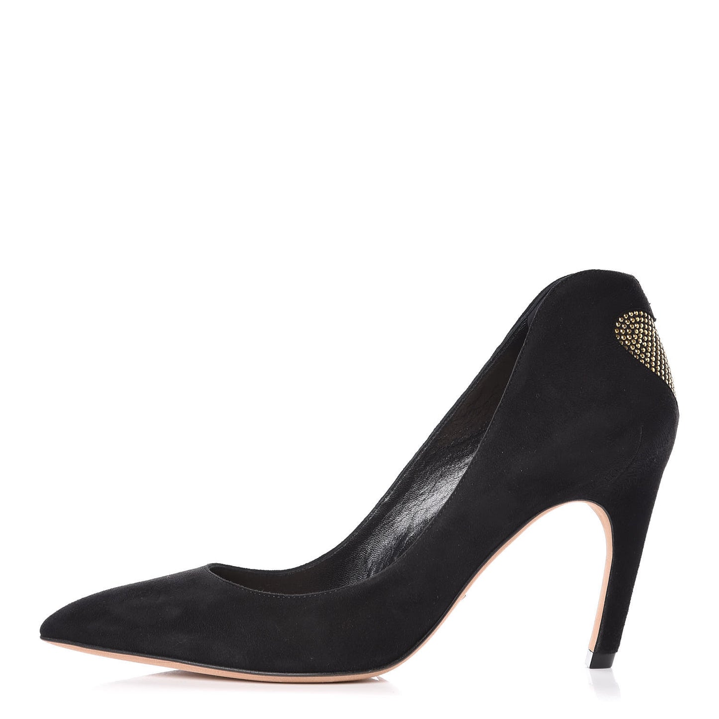 Suede Studded Dioramour Pumps 36.5 Black Gold