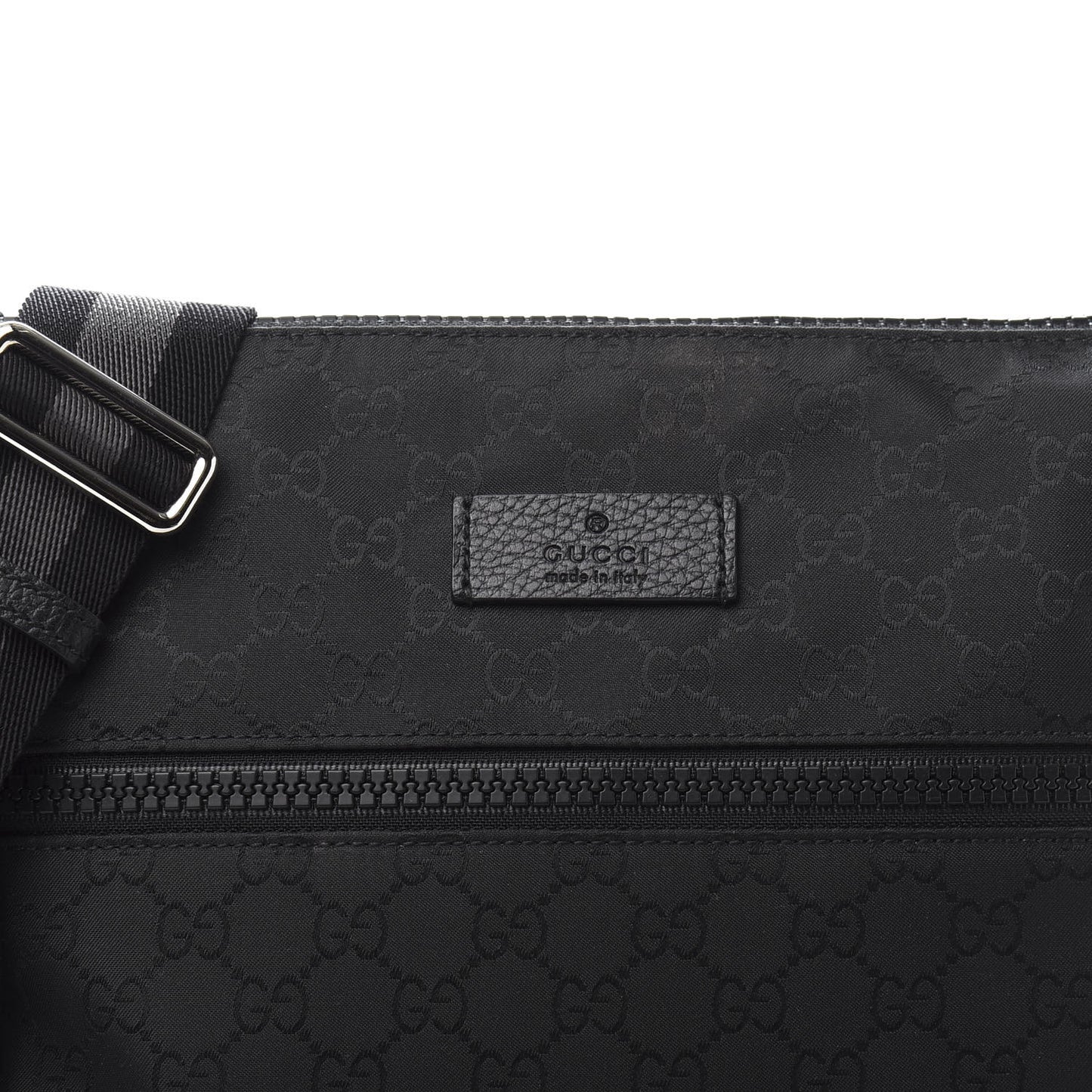 Nylon Monogram Medium Flat Messenger Bag Black