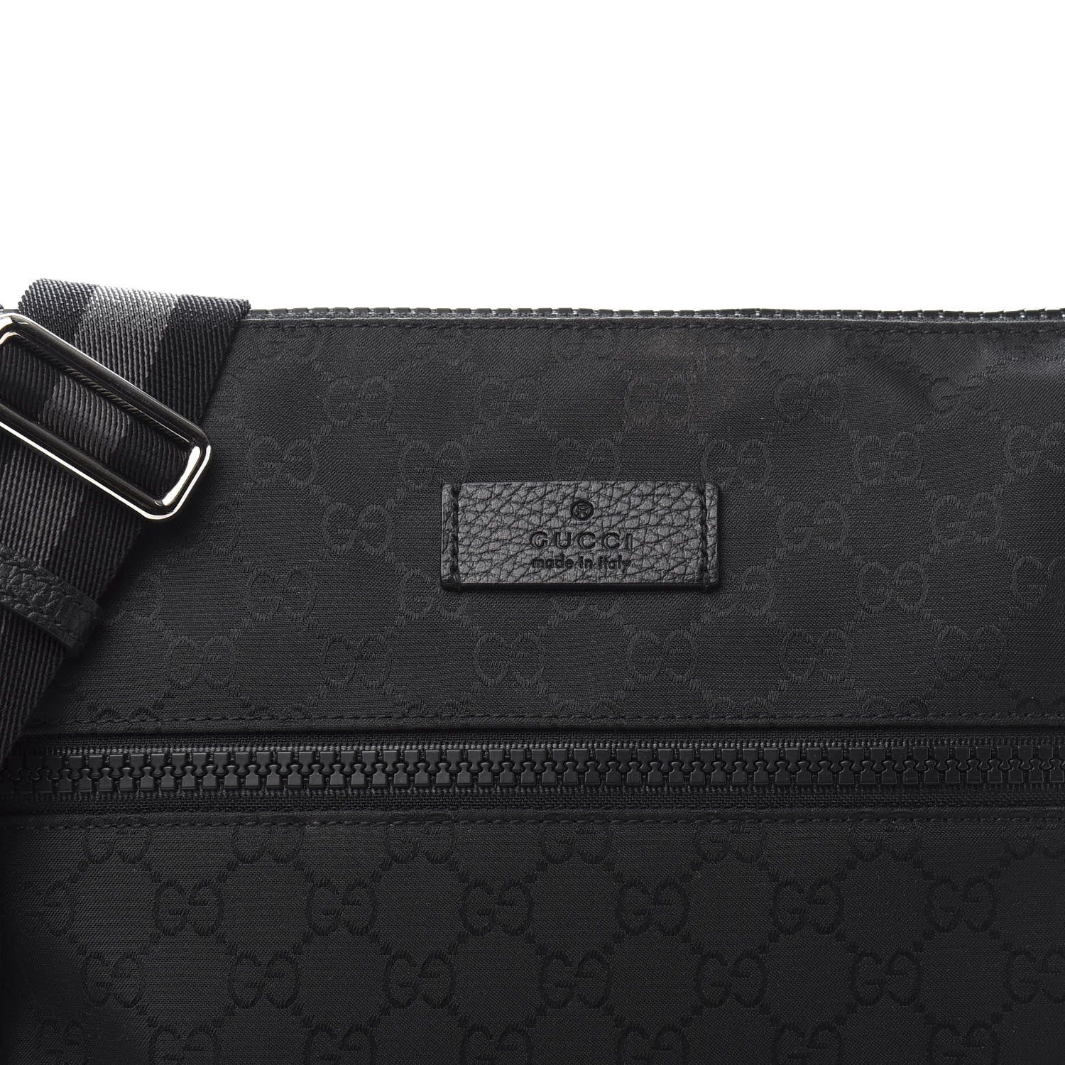 Gucci Nylon Monogram Medium Flat Messenger Bag Black 12 of 12