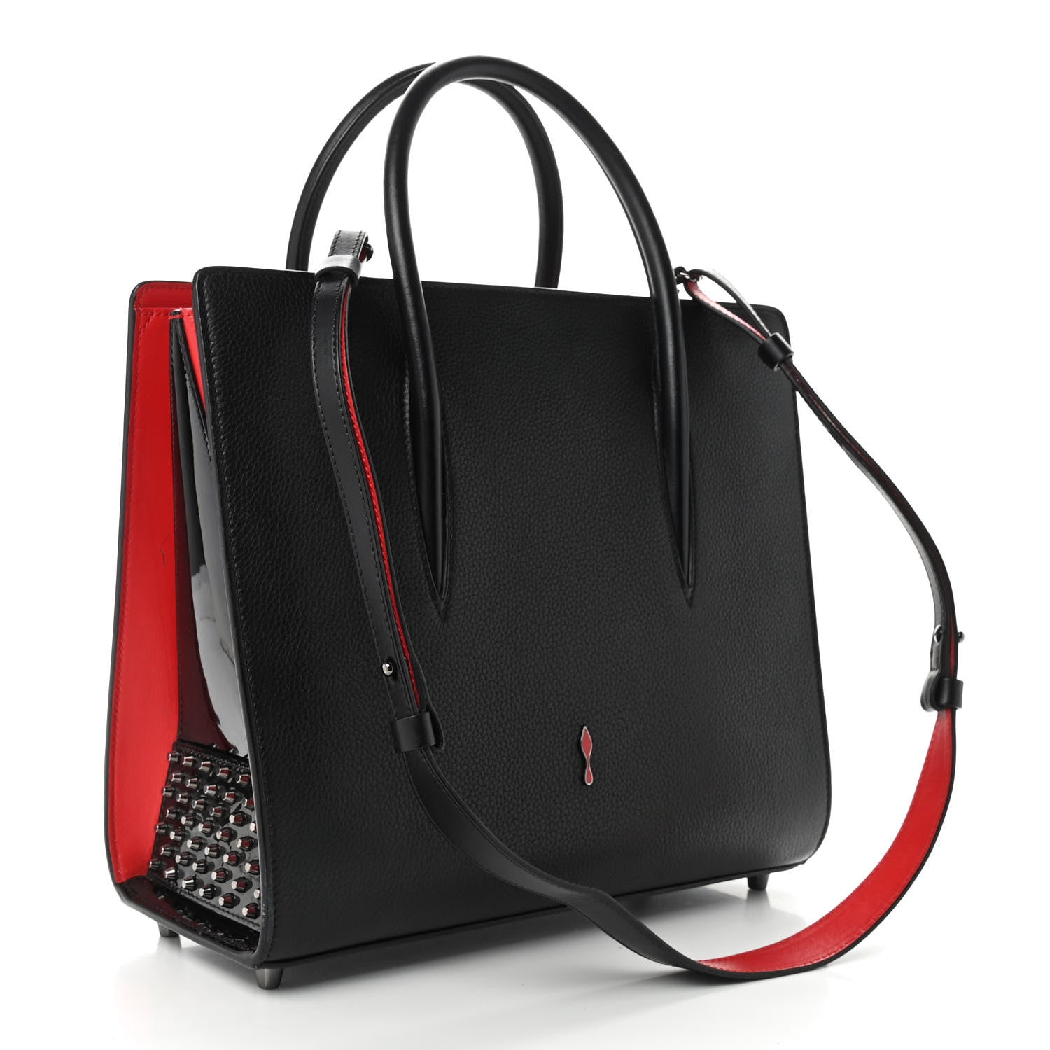 Christian Louboutin Calfskin Empire Patent Studded Medium Paloma Black 2 of 7