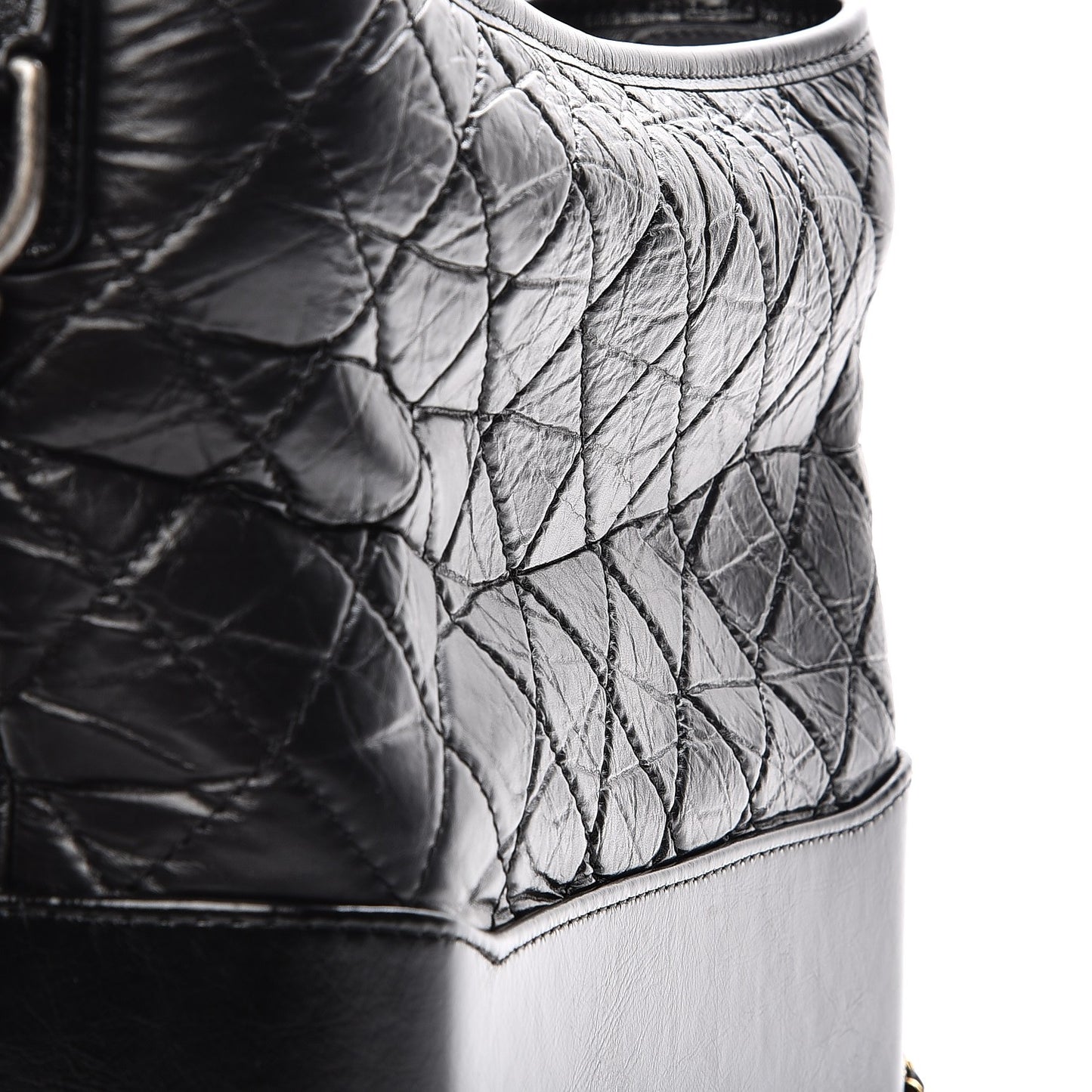 Aged Calfskin Quilted Medium Gabrielle Hobo Black