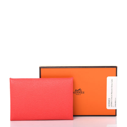 Hermes Chevre Mysore Verso Calvi Card Case Rose Texas Quebracho 7 of 7
