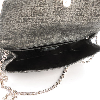 Chanel Glitter Fabric Quilted Flap Clutch With Butterfly Chain Black 5 of 8