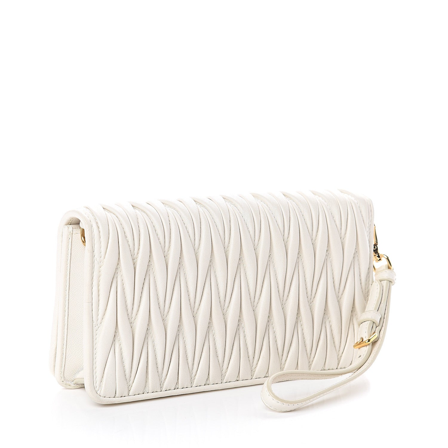 Miu Miu Nappa Matelasse Chain Crossbody Bag White 2 of 7