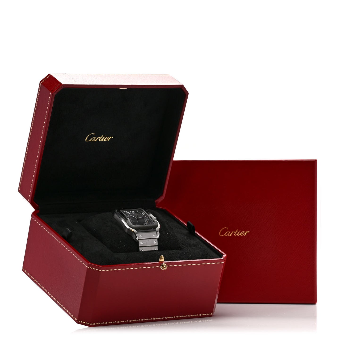Stainless Steel 39.8mm Santos De Cartier Automatic Watch Black