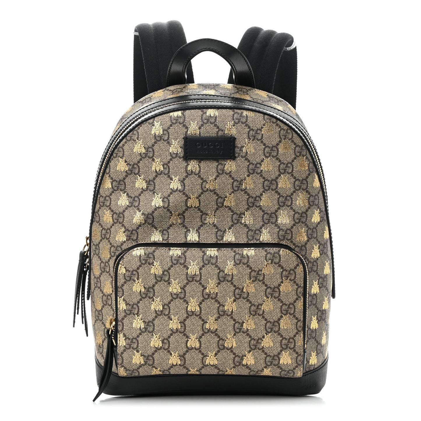 GG Supreme Monogram Bees Print Small Day Backpack Beige Oro Black