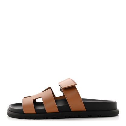 Hermes Calfskin Womens Chypre Sandals 37 Naturel 1 of 9