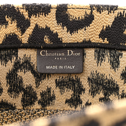 Christian Dior Canvas Mizza Embroidered Medium Leopard Book Tote Beige 6 of 12