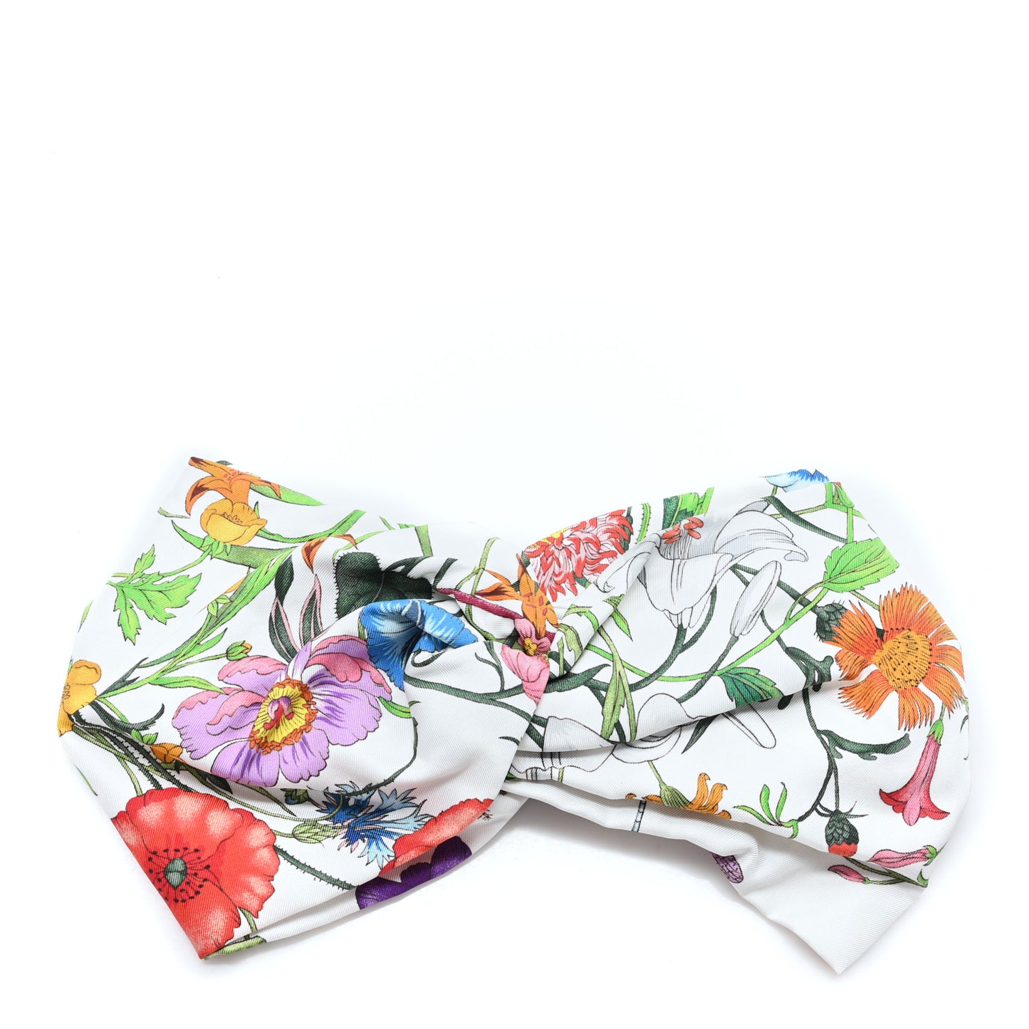 Silk Monogram Flora Print Headband M White Multicolor