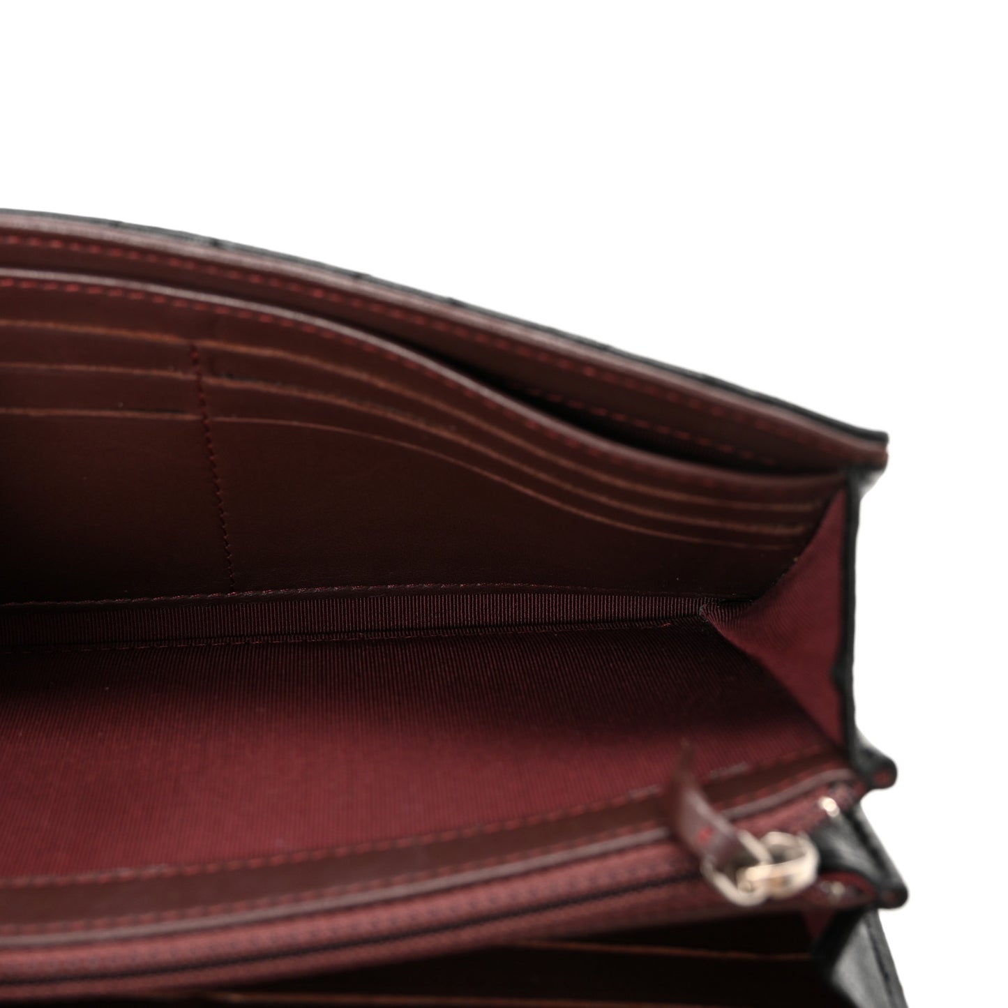 Lambskin Quilted Large Gusset Flap Wallet Black