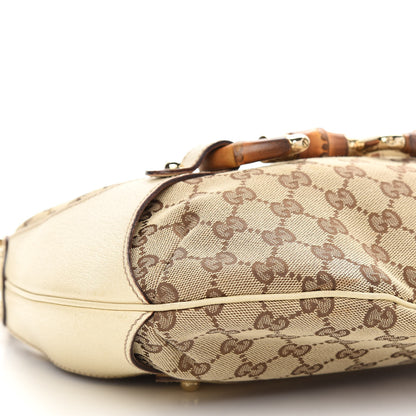 Gucci Monogram Bamboo Horsebit Hobo Off White 8 of 9