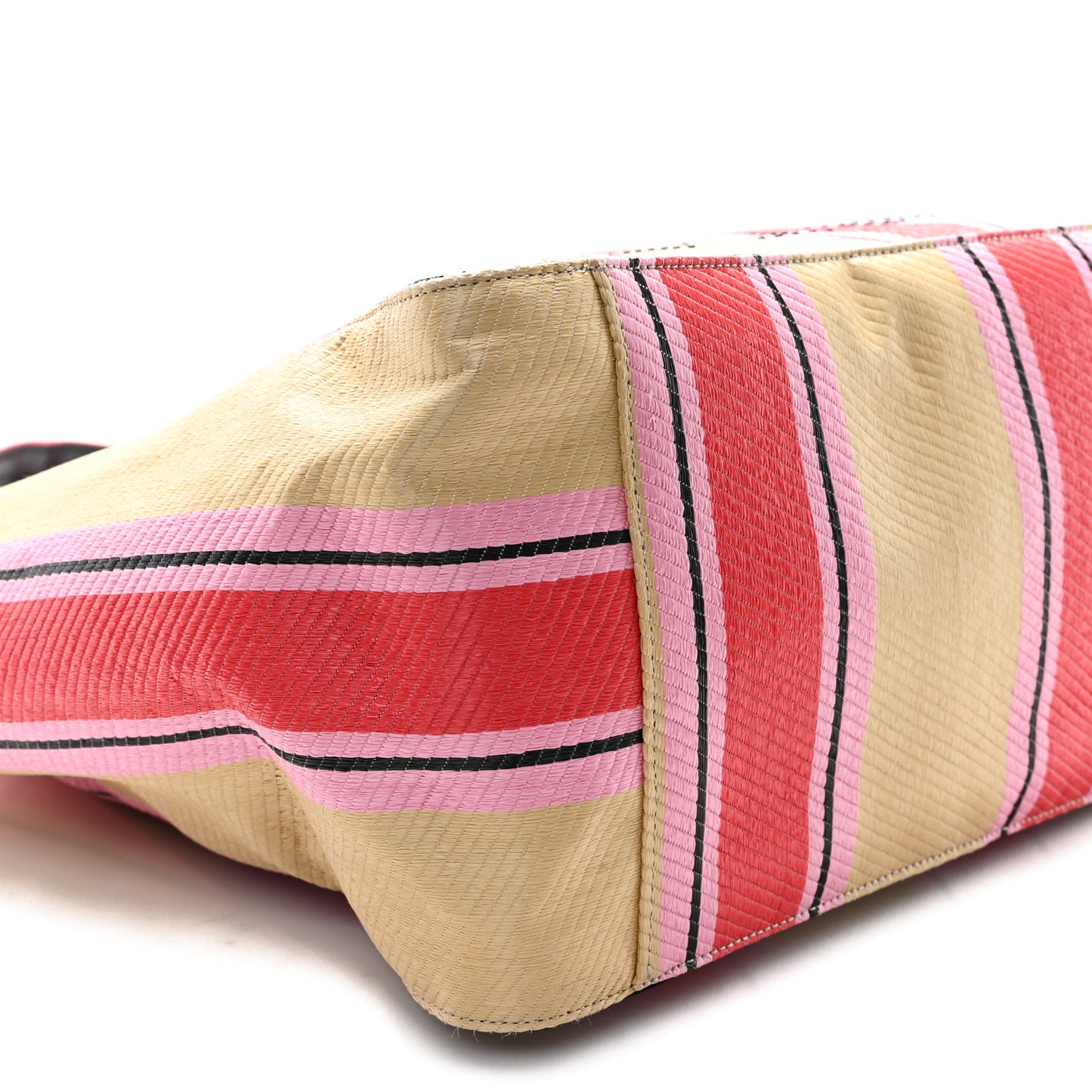 Raffia Striped Logo Tote Red