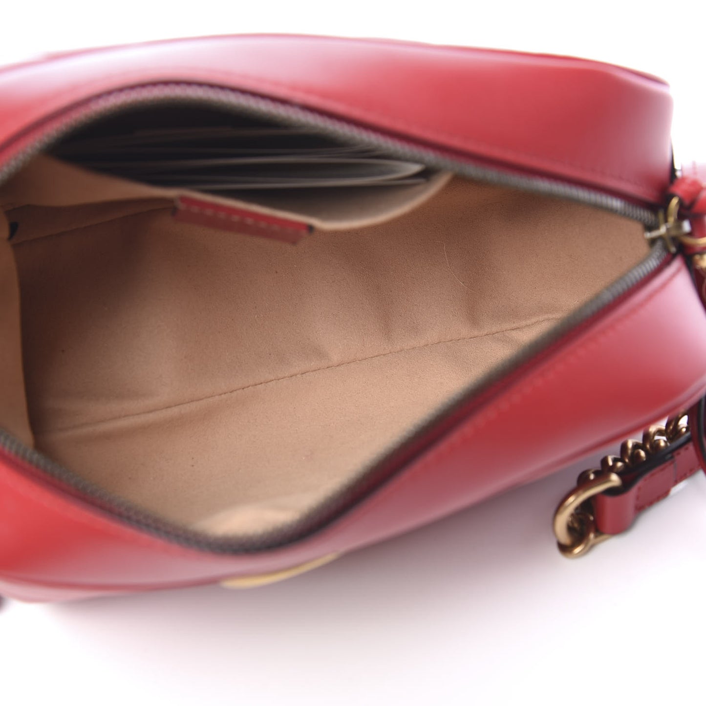 Calfskin Matelasse Small GG Marmont Chain Shoulder Bag Hibiscus Red