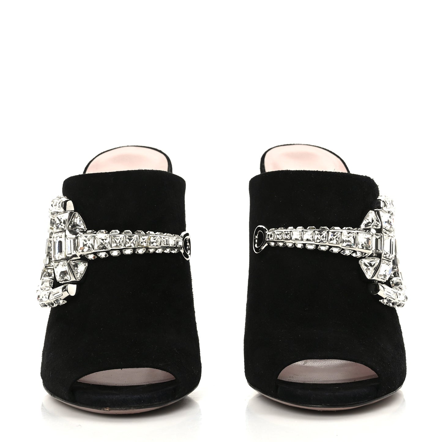 Suede Crystal Maxine Horsebit High Heel Slides 40 Black