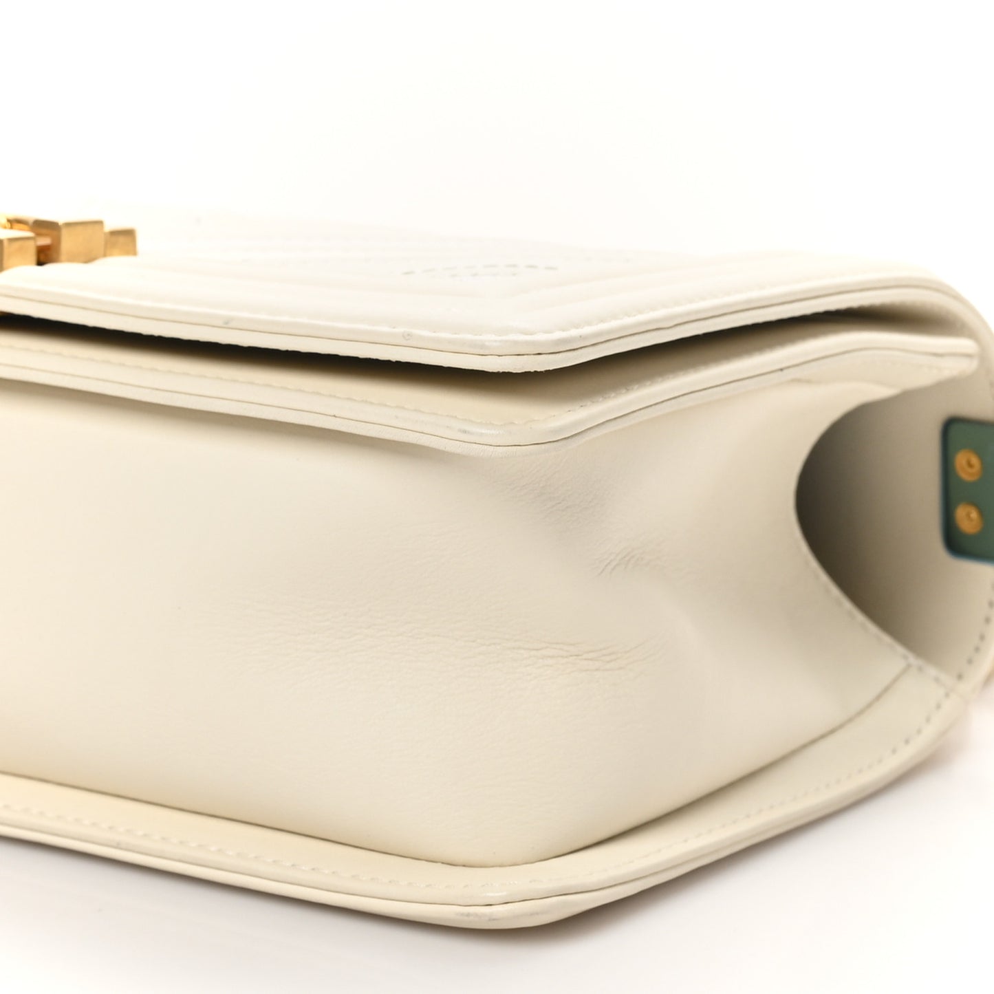 Caviar Suede Calfskin Chevron Medium Boy Flap White
