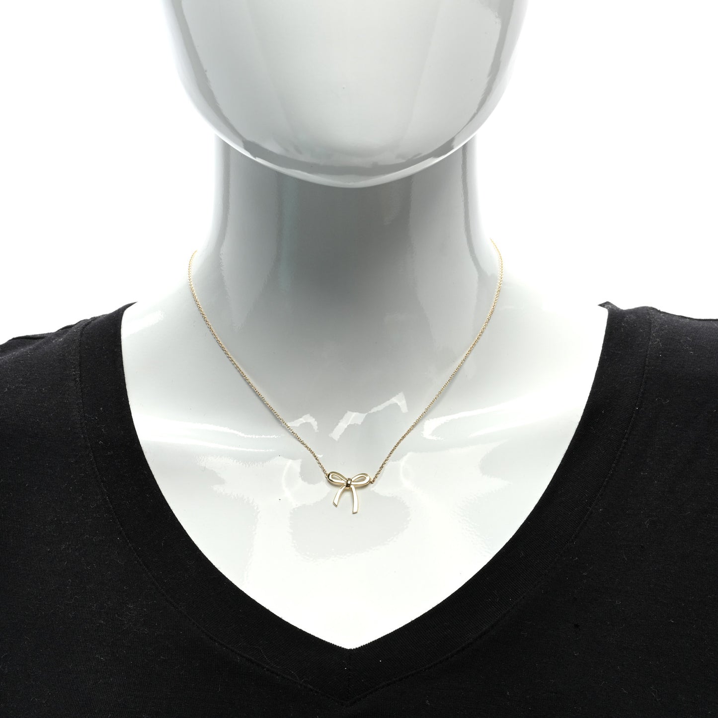 18K Yellow Gold Mini Bow Pendant Necklace