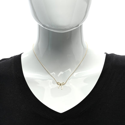 Tiffany 18K Yellow Gold Mini Bow Pendant Necklace 2 of 5
