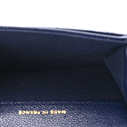 Chanel Caviar Quilted Flap Card Holder Wallet Navy Blue 5 of 9