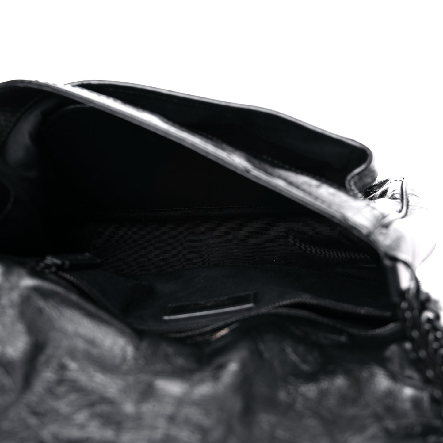 Crinkled Calfskin Matelasse Monogram Medium Niki Chain Satchel Black