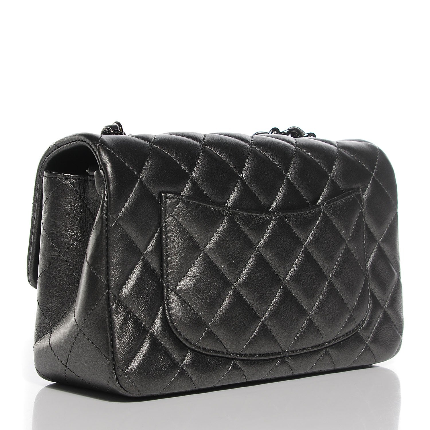 Chanel Metallic Lambskin Quilted Mini Rectangular Flap Dark Grey 3 of 8