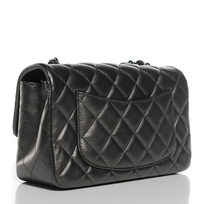 Chanel Metallic Lambskin Quilted Mini Rectangular Flap Dark Grey 3 of 8