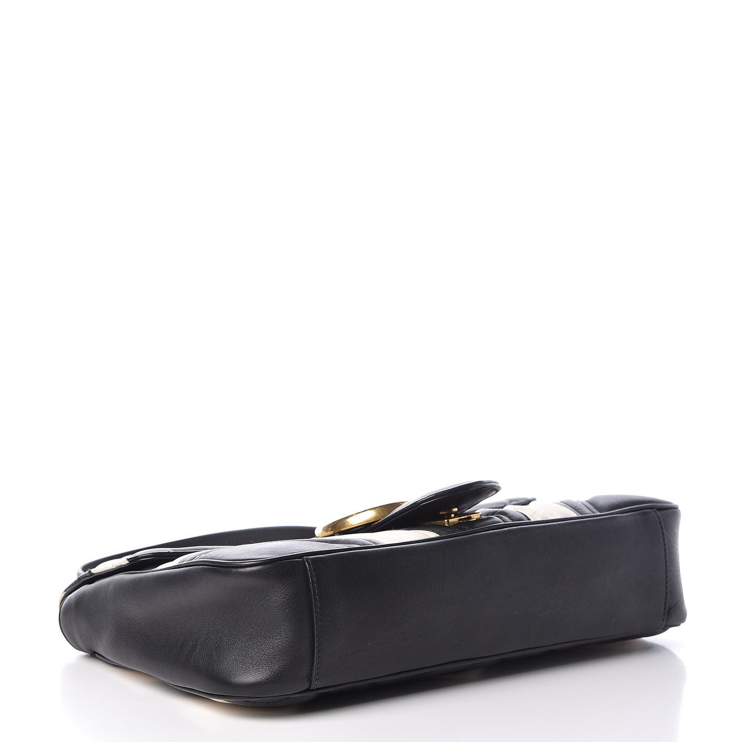 Calfskin Matelasse Medium GG Marmont Shoulder Bag Black White
