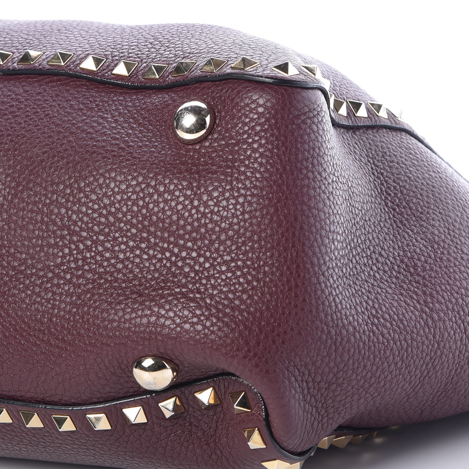 Valentino Garavani Pebbled Calfskin Medium Rockstud Tote Rubin 9 of 9