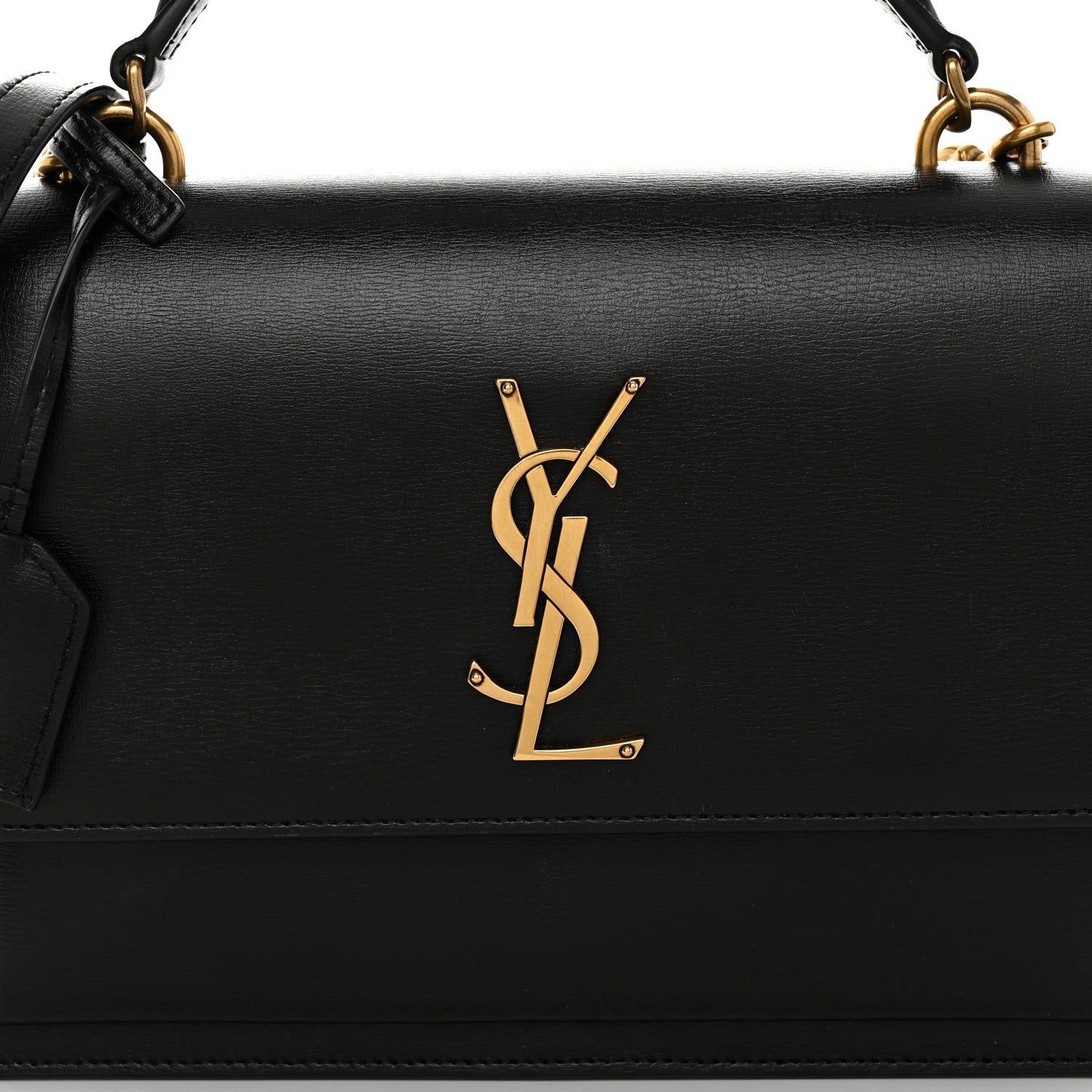Saint Laurent SAINT LAURENT Smooth Calfskin Medium Monogram Sunset Satchel Black 6 of 9
