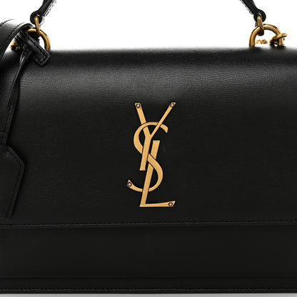 Saint Laurent SAINT LAURENT Smooth Calfskin Medium Monogram Sunset Satchel Black 6 of 9
