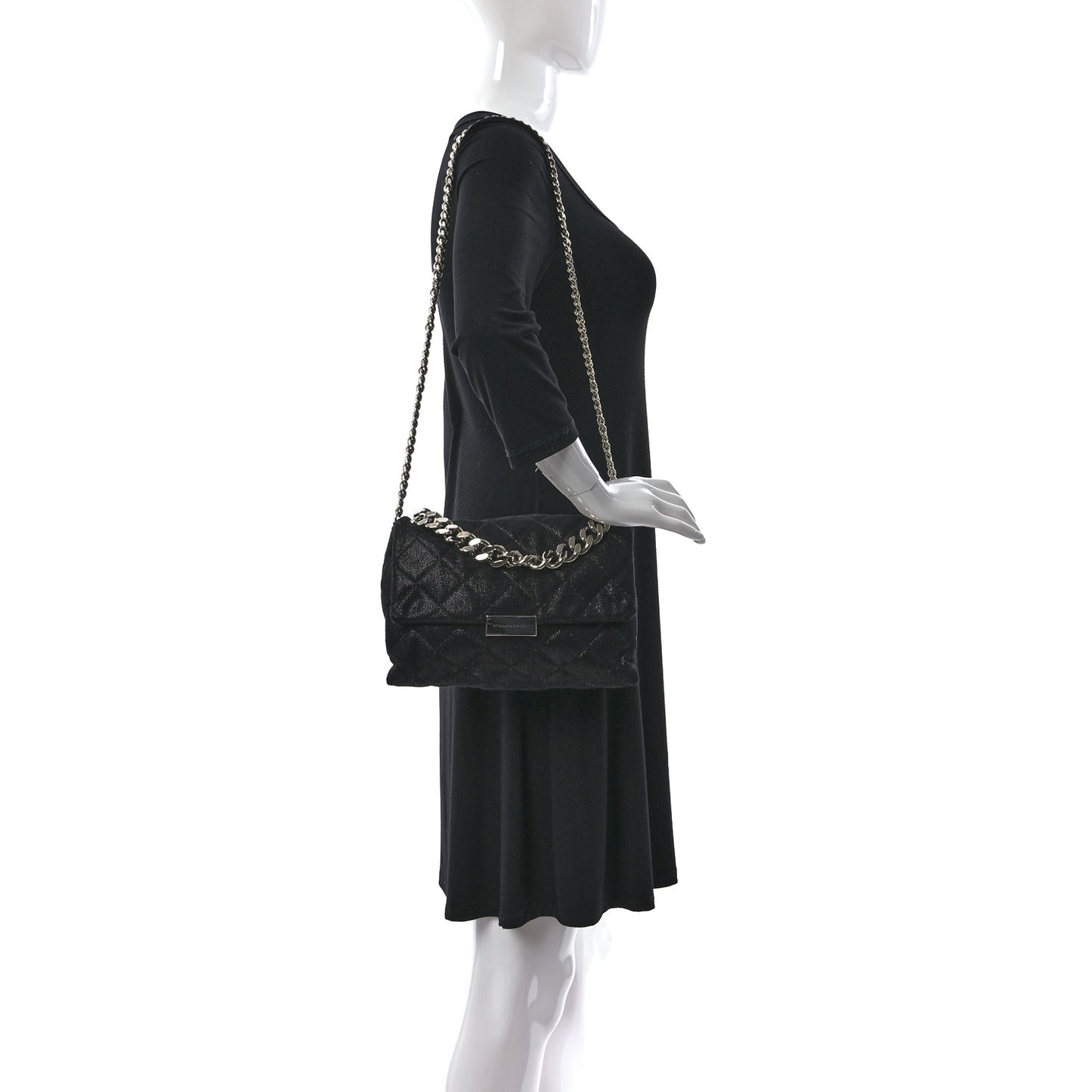 Shaggy Deer Quilted Small Beckett Chain Shoulder Bag Black