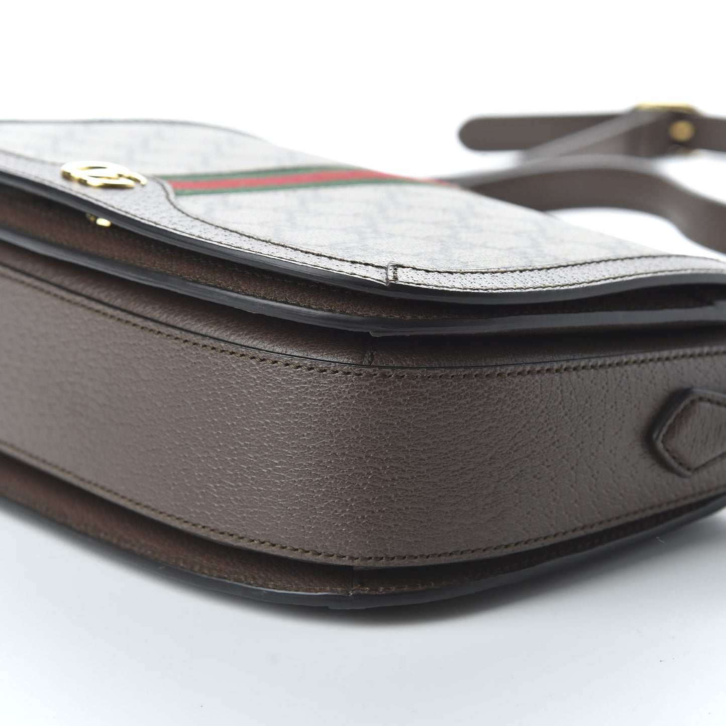 GG Supreme Monogram Web Small Ophidia Flap Messenger Bag Brown