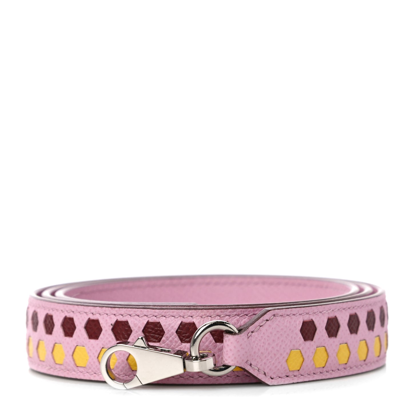 Epsom 25mm Hexagone Tressage Shoulder Strap Mauve Sylvestre Rouge H Jaune de Naples