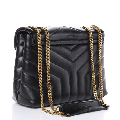Saint Laurent Calfskin Y Quilted Monogram Small Loulou Chain Satchel Black 3 of 10