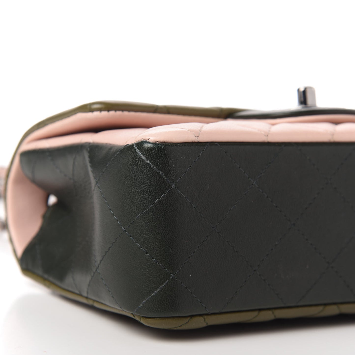 Lambskin Quilted Tri-Color Mini Rectangular Flap Green Pink