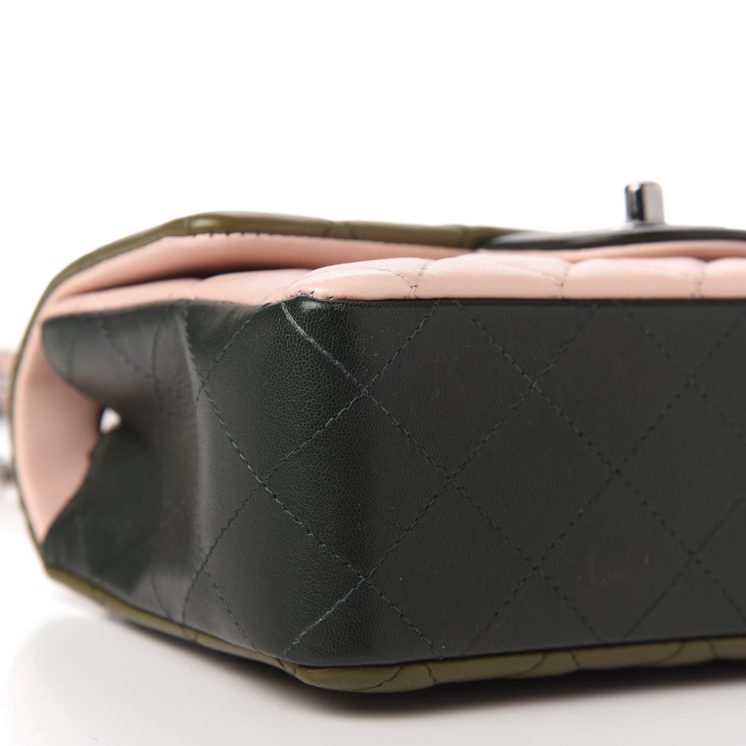 Chanel Lambskin Quilted Tri-Color Mini Rectangular Flap Green Pink 6 of 11