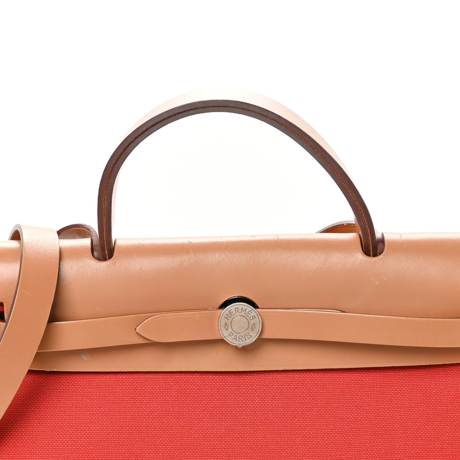Hermes Vache Hunter Toile Herbag Zip 31 PM Rouge Tomate Natural 9 of 11