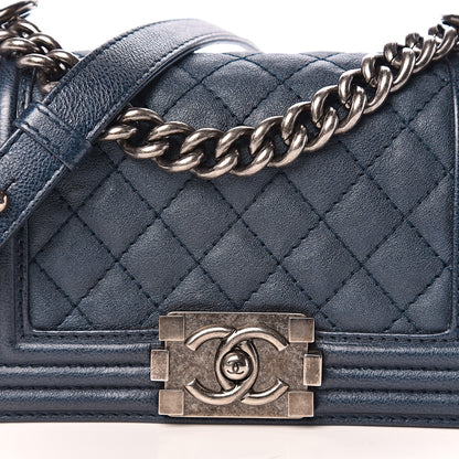 Chanel Metallic Calfskin Quilted Small Boy Flap Blue 10 of 10