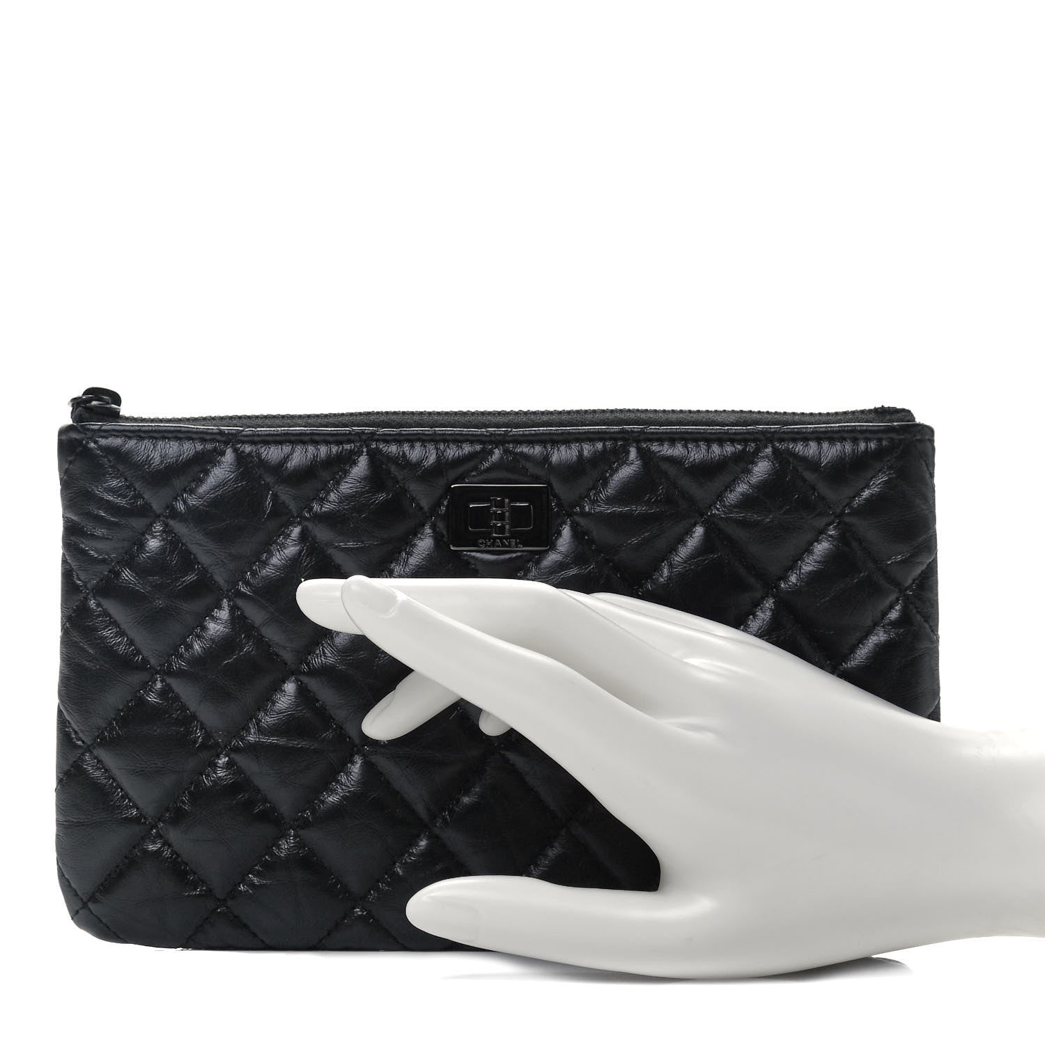Chanel Aged Calfskin Quilted Medium Reissue Cosmetic Case So Black 2 of 7